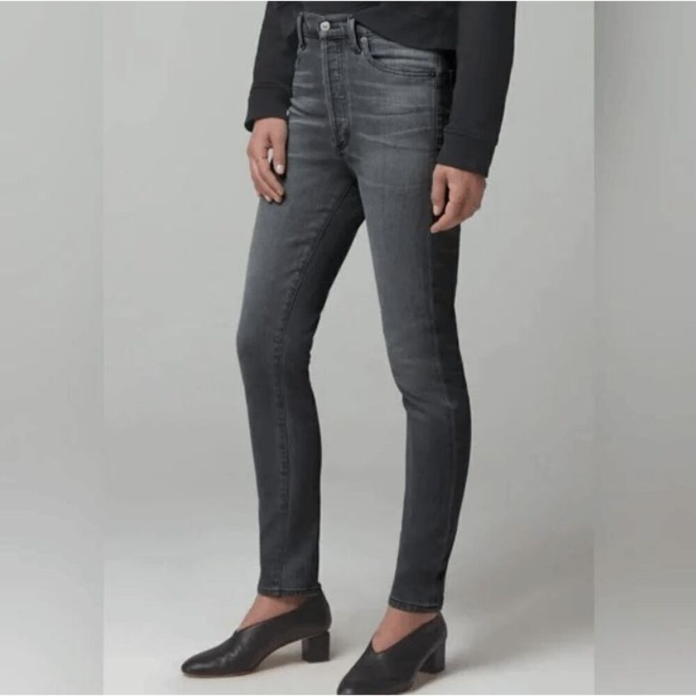 Citizens of Humanity Olivia Crop Jeans High Rise Slim Gray Granite Wash Size 27